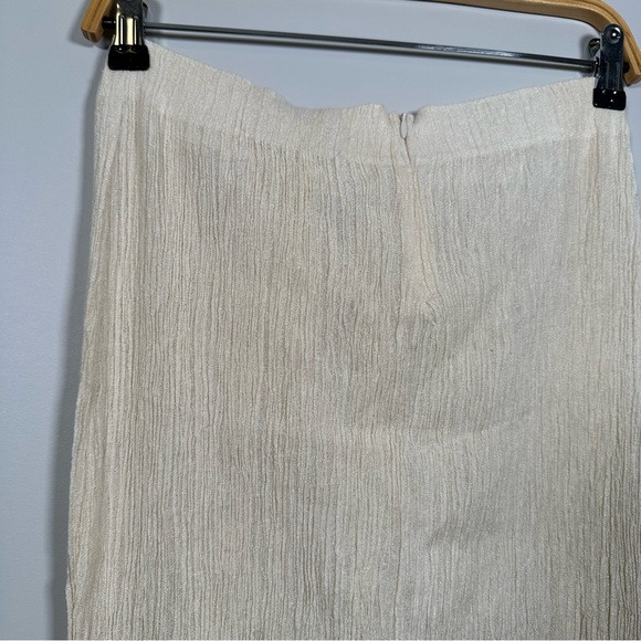 Savannah Morrow Cream Plissé Maxi Bamboo Silk Skirt Size Small - Picture 5 of 16